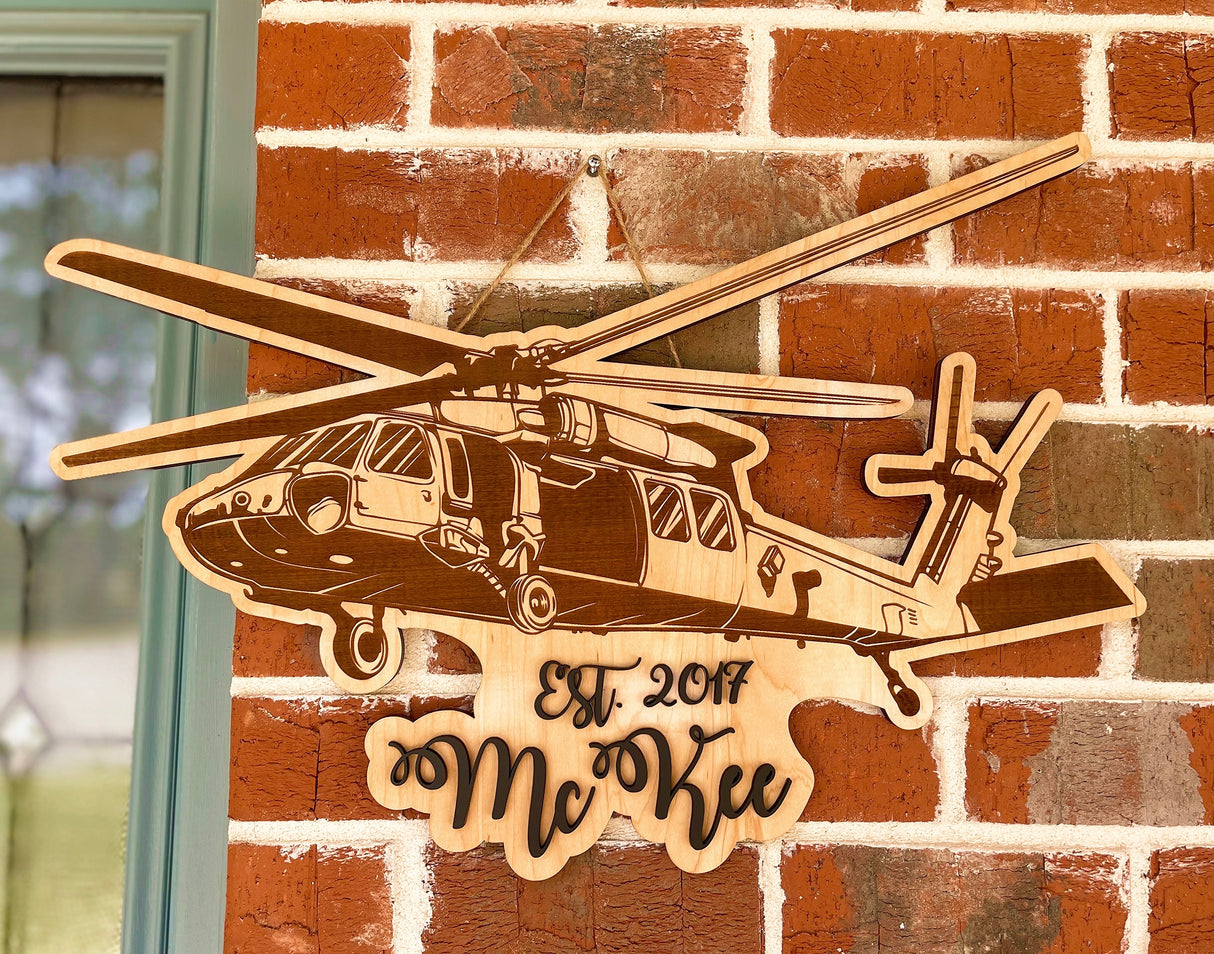 Helicopter Family Name Plaque