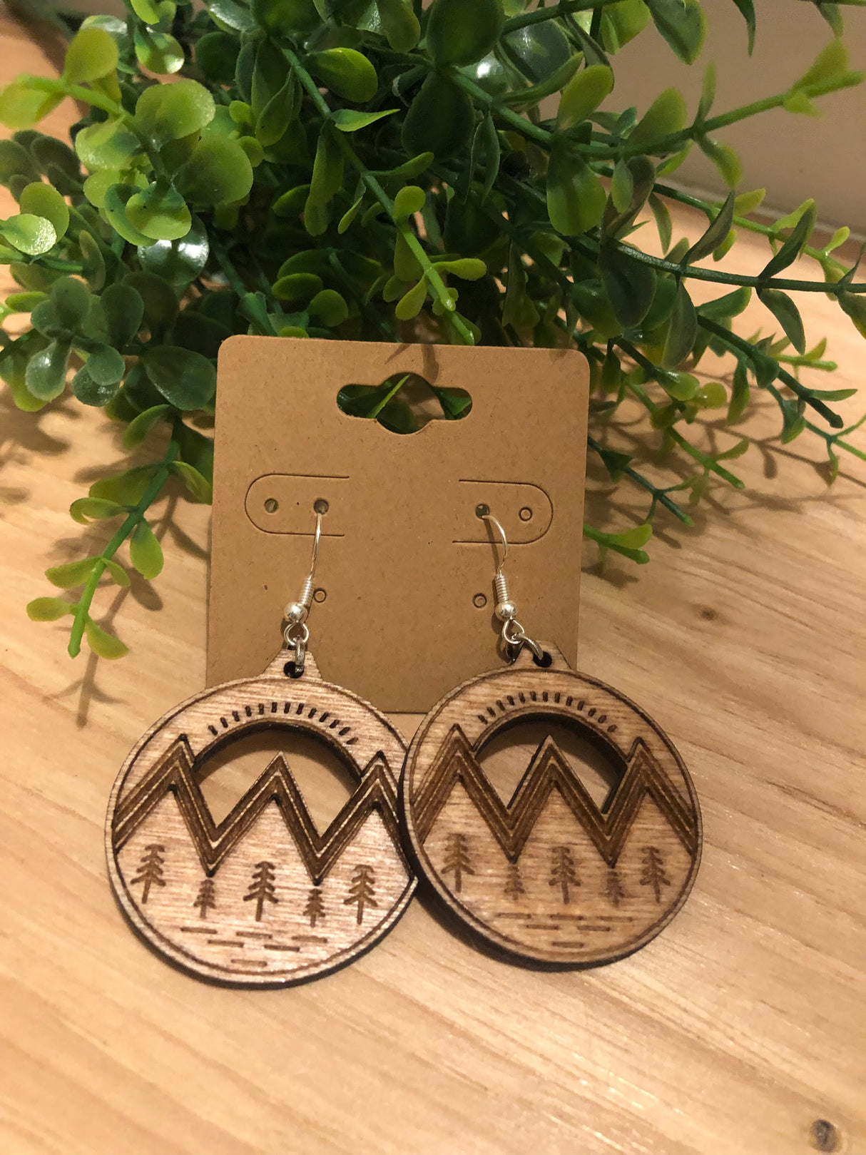 Laser Engraved Mountain Earrings