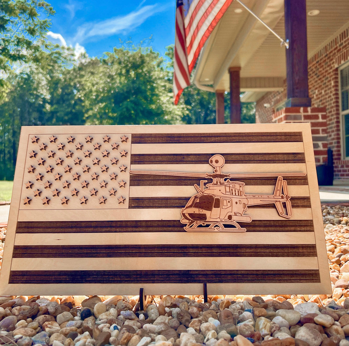 Unstained Mini American Flag Plaque