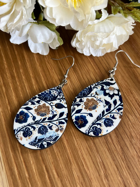 Sublimated Chinioiserie Earrings