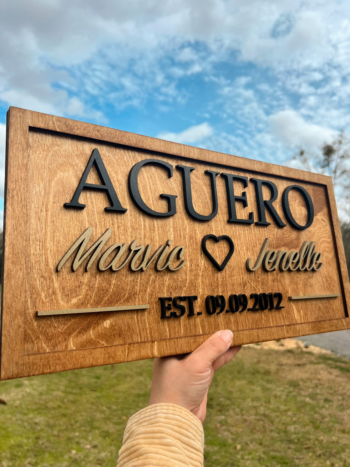 3D Name Wood Sign With Heart