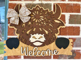 "Welcome" Cow Wall Hanger