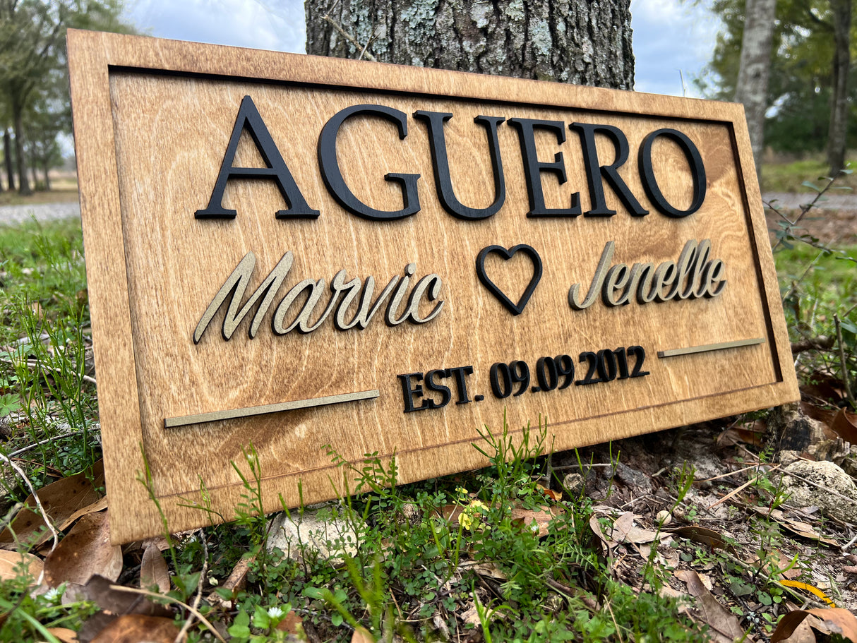 3D Name Wood Sign With Heart