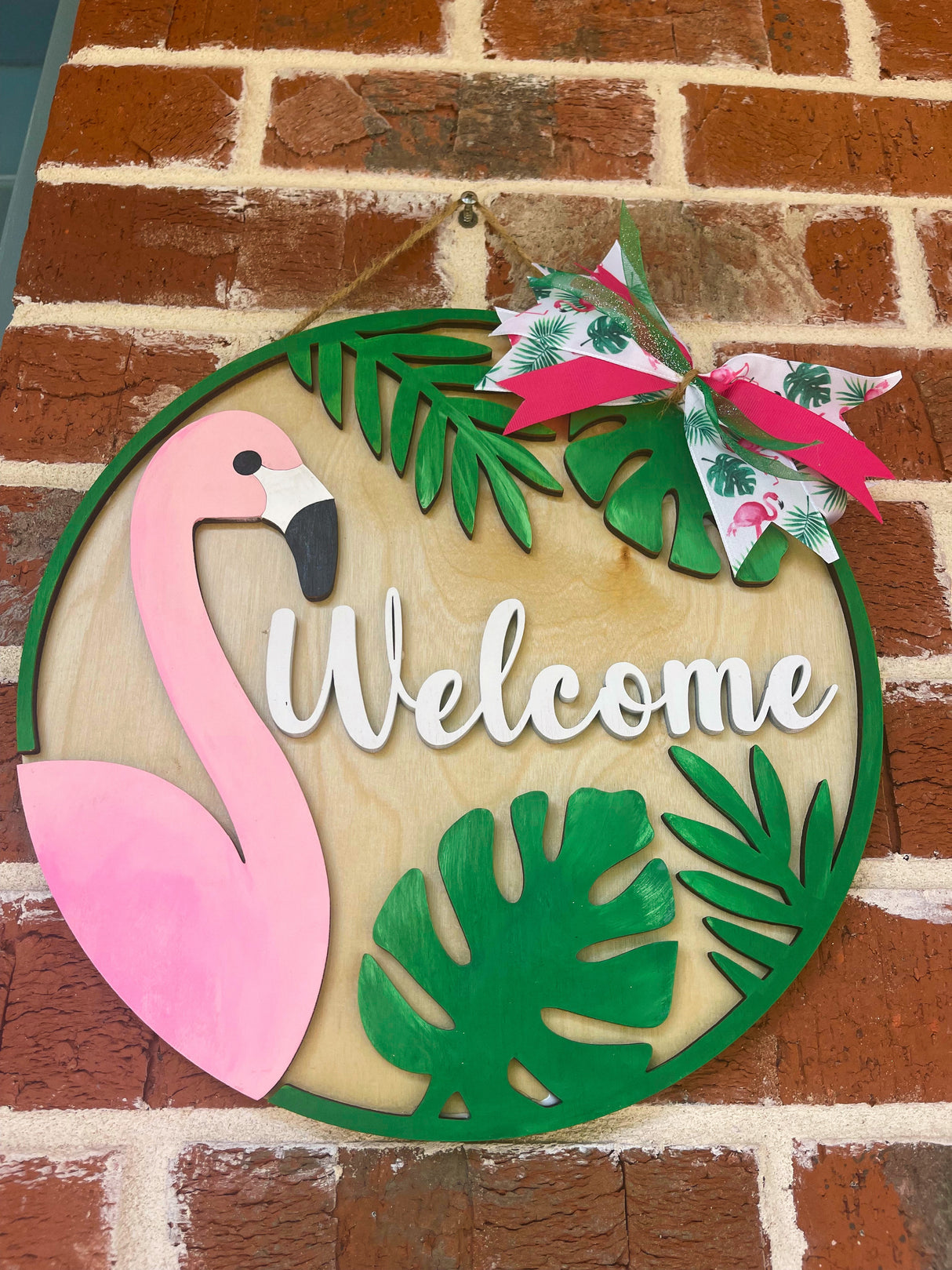 Flamingo "Welcome" Wall Hanger