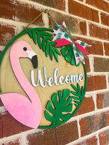 Flamingo "Welcome" Wall Hanger