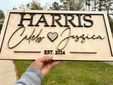 3D Name Wood Sign With Heart