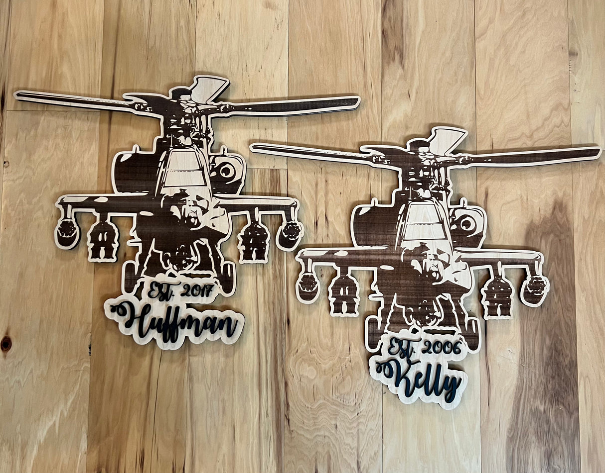 Helicopter Family Name Plaque