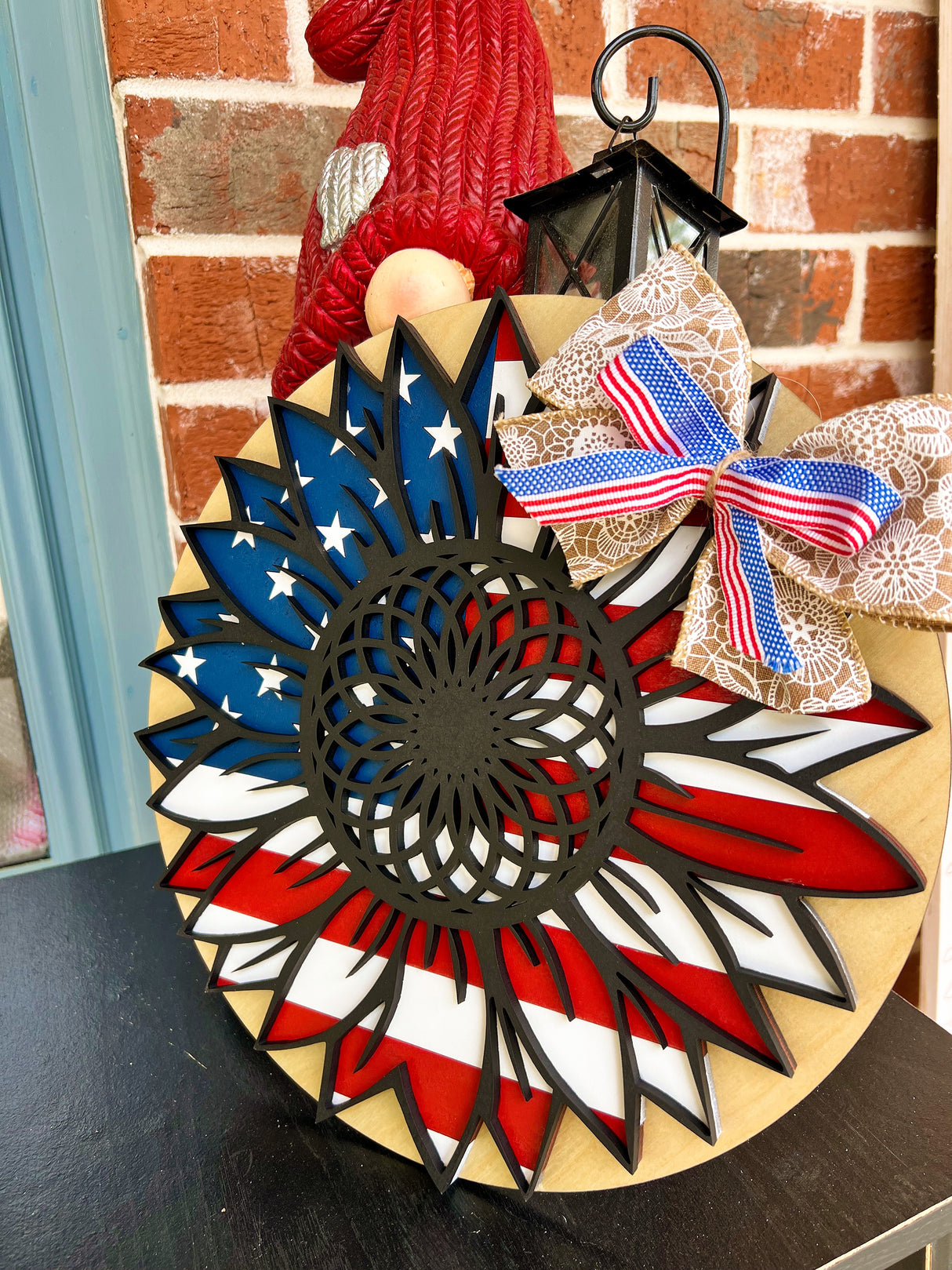 America Flag Sunflower Wall Hanger