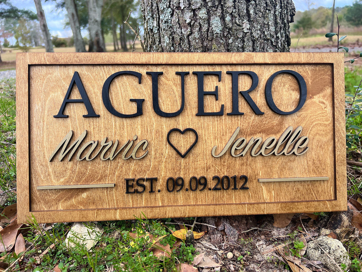 3D Name Wood Sign With Heart