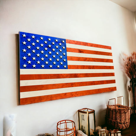 Large American Wooden Flag