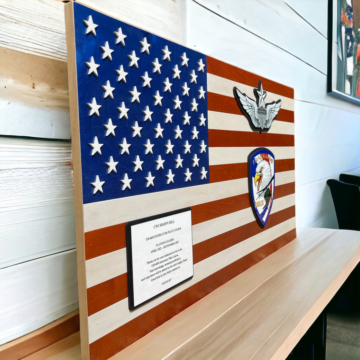 Large American Wooden Flag