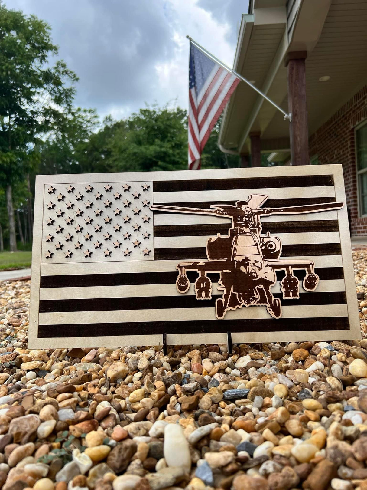 Unstained Mini American Flag Plaque