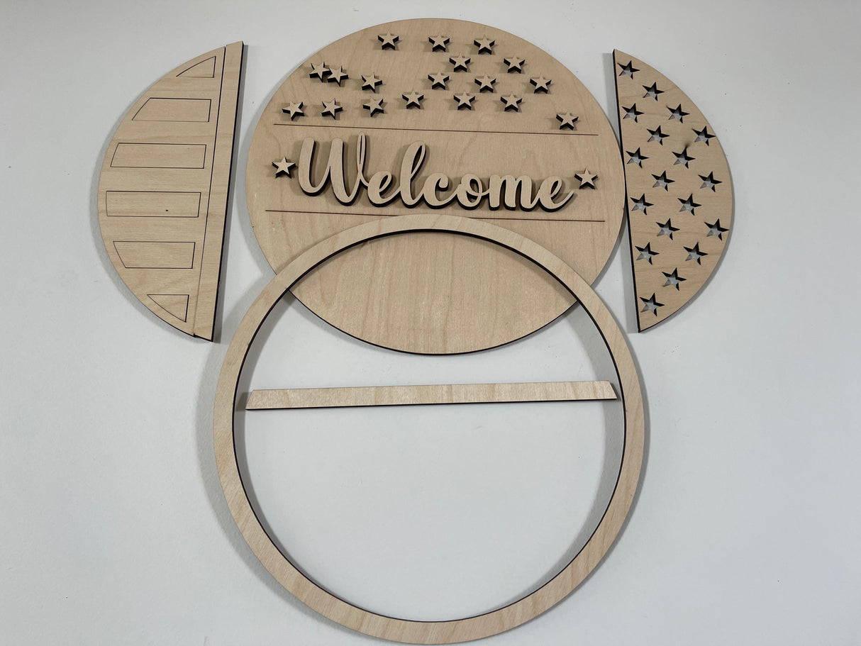 "Welcome" American Flag Wall Hanger