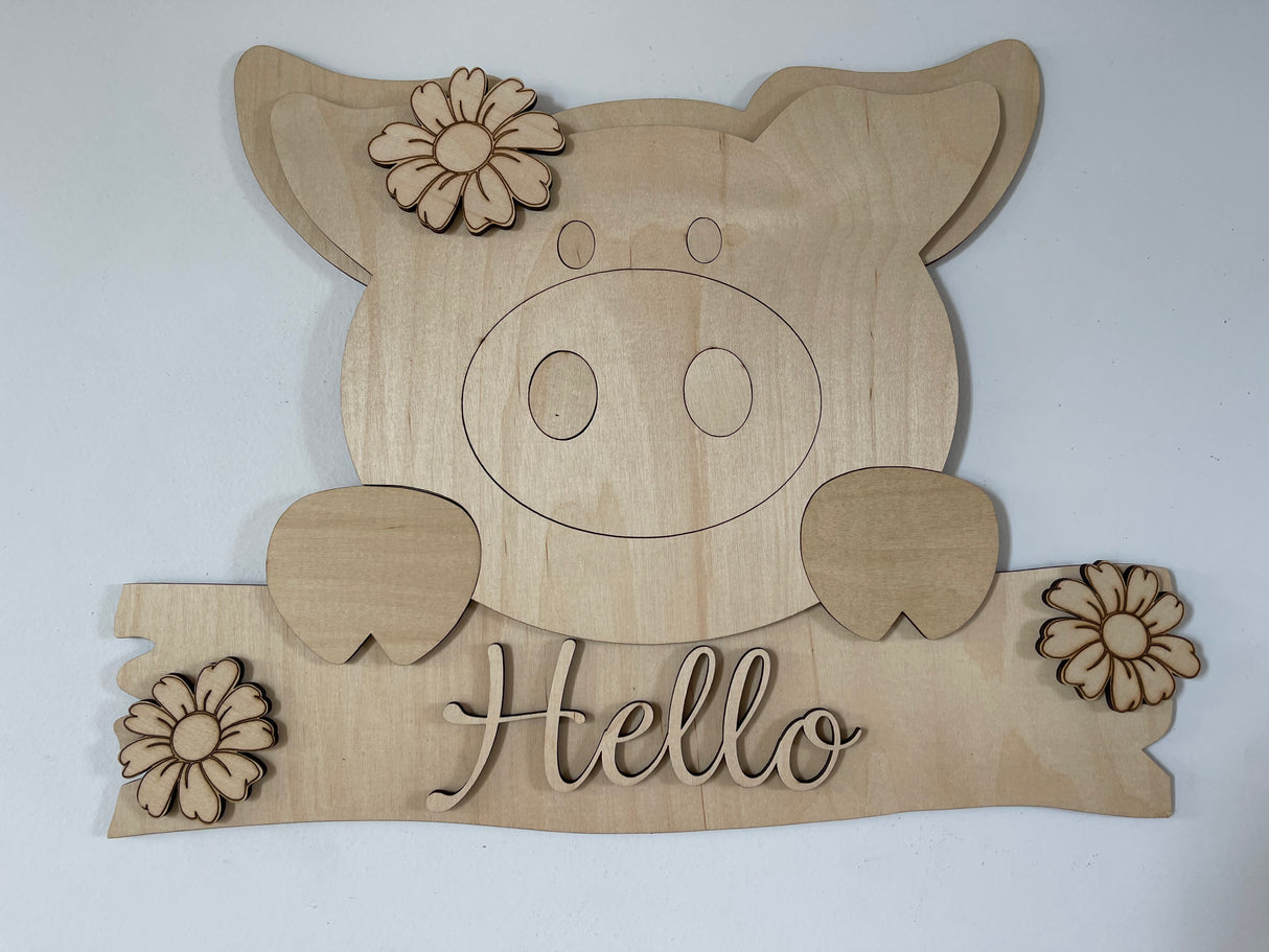 "Hello" Pig Wall Hanger