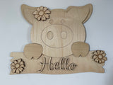 "Hello" Pig Wall Hanger