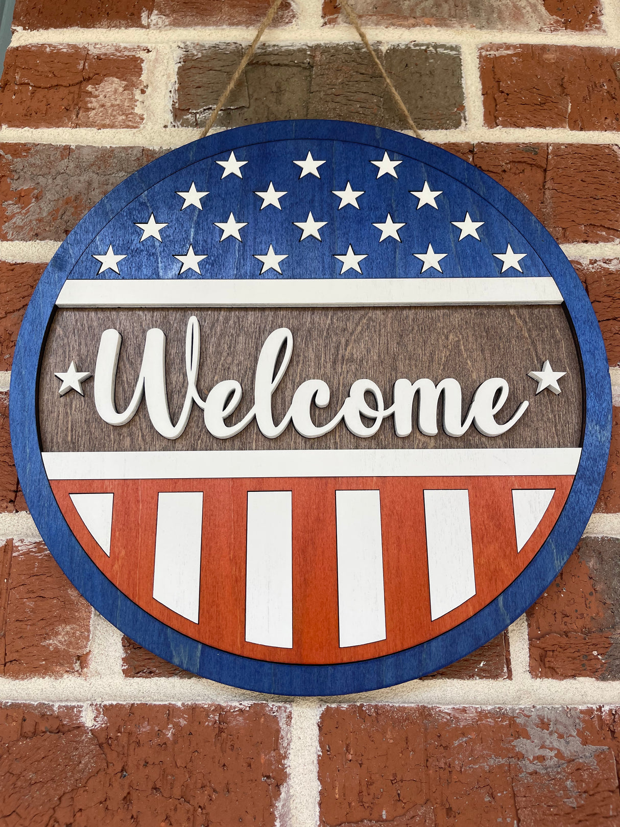 "Welcome" American Flag Wall Hanger