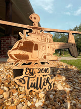 Helicopter Family Name Plaque